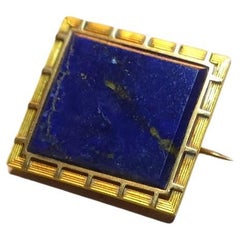 Art Deco Lapis Lazuli Gold Brooch