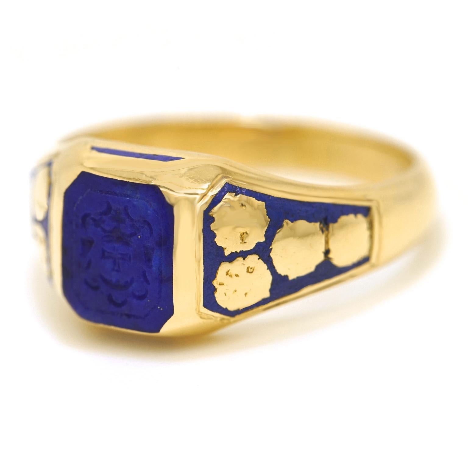 Art Deco Lapis Seal Ring In Good Condition In Litchfield, CT