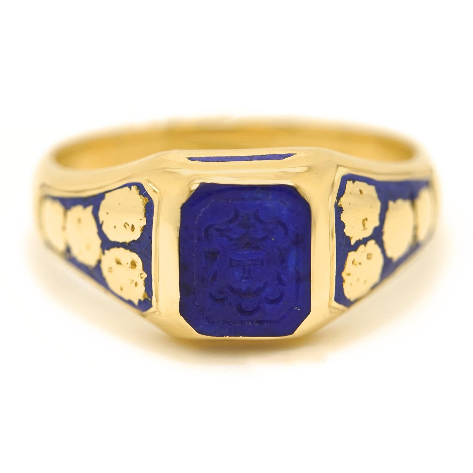 Art Deco Lapis Seal Ring 4