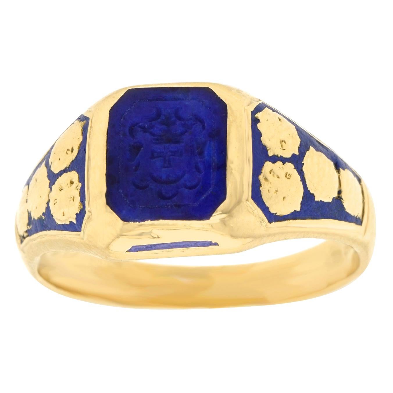 Art Deco Lapis Seal Ring