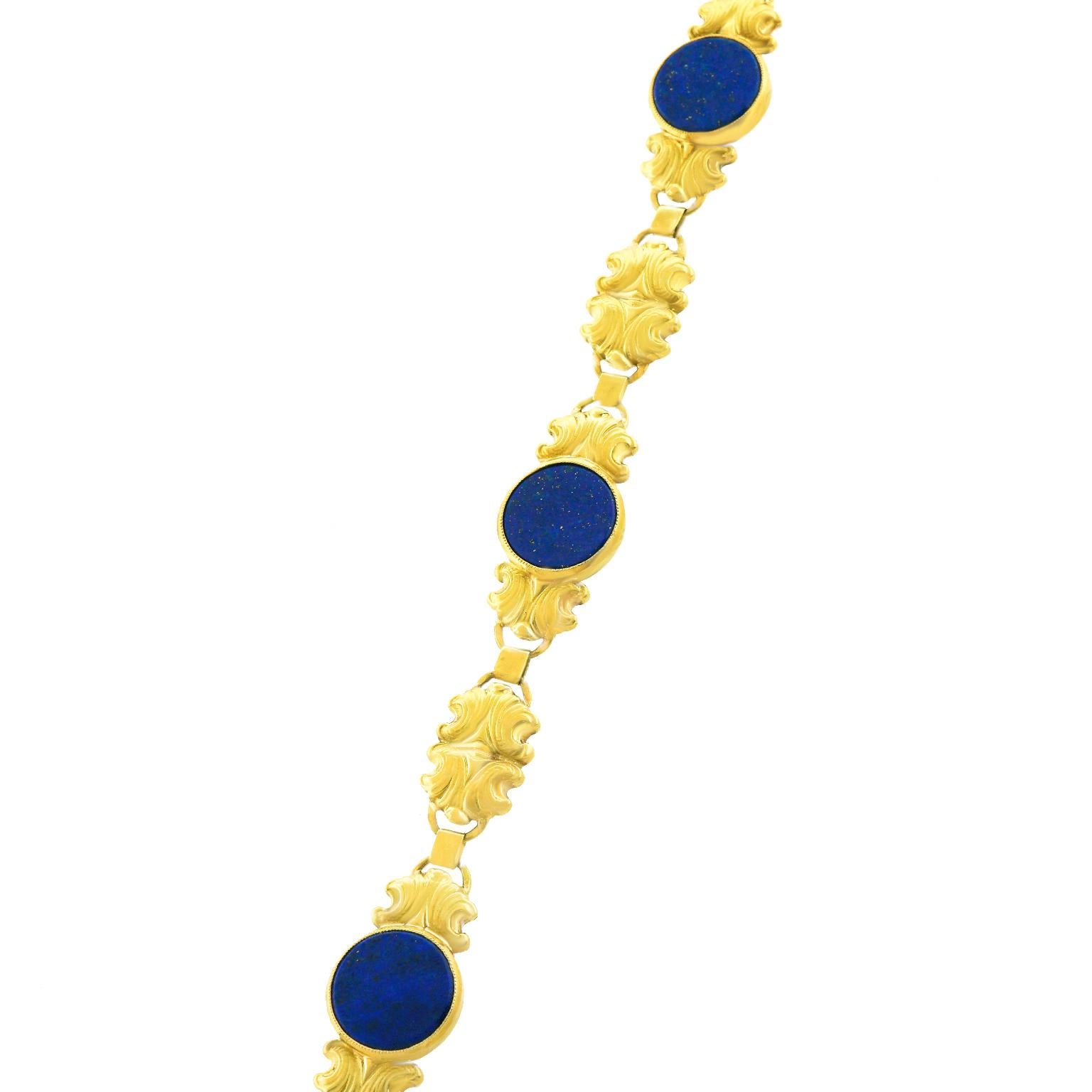 Art Deco Lapis-Set Gold Bracelet 3