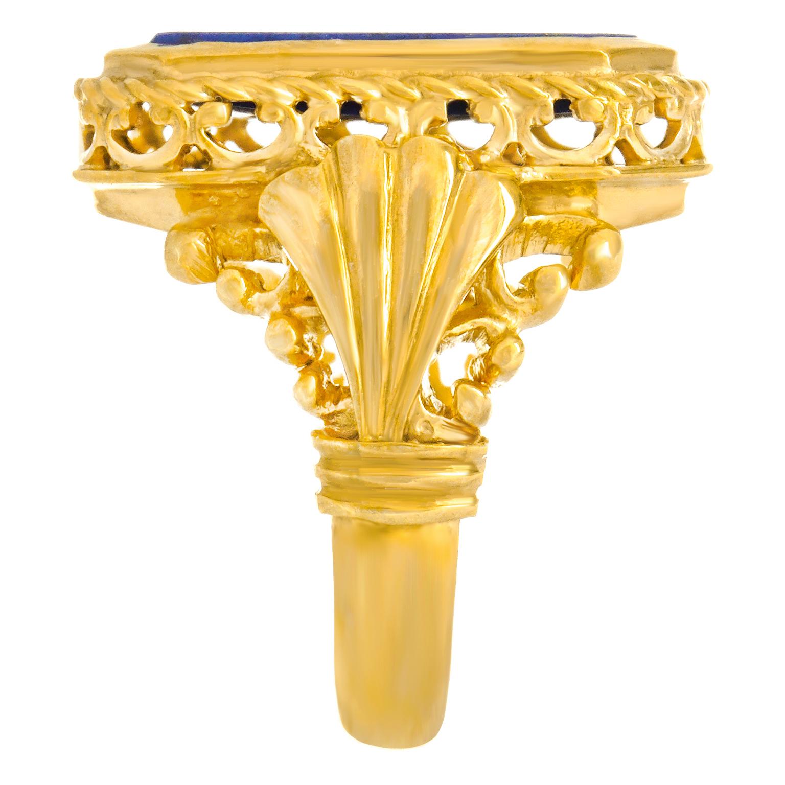 Art Deco Lapis Signet Ring For Sale 7