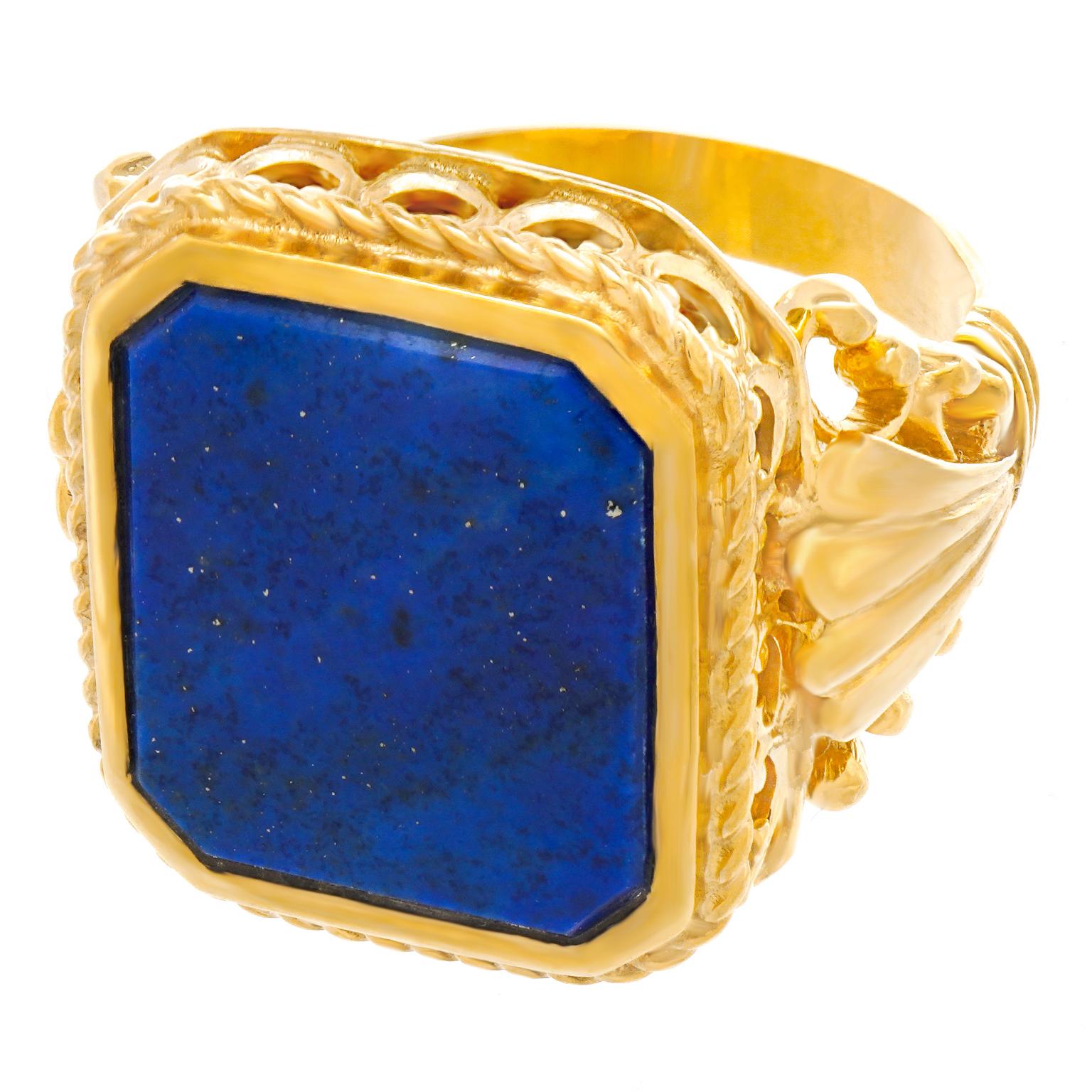Art Deco Lapis Lazuli Siegelring im Angebot 7