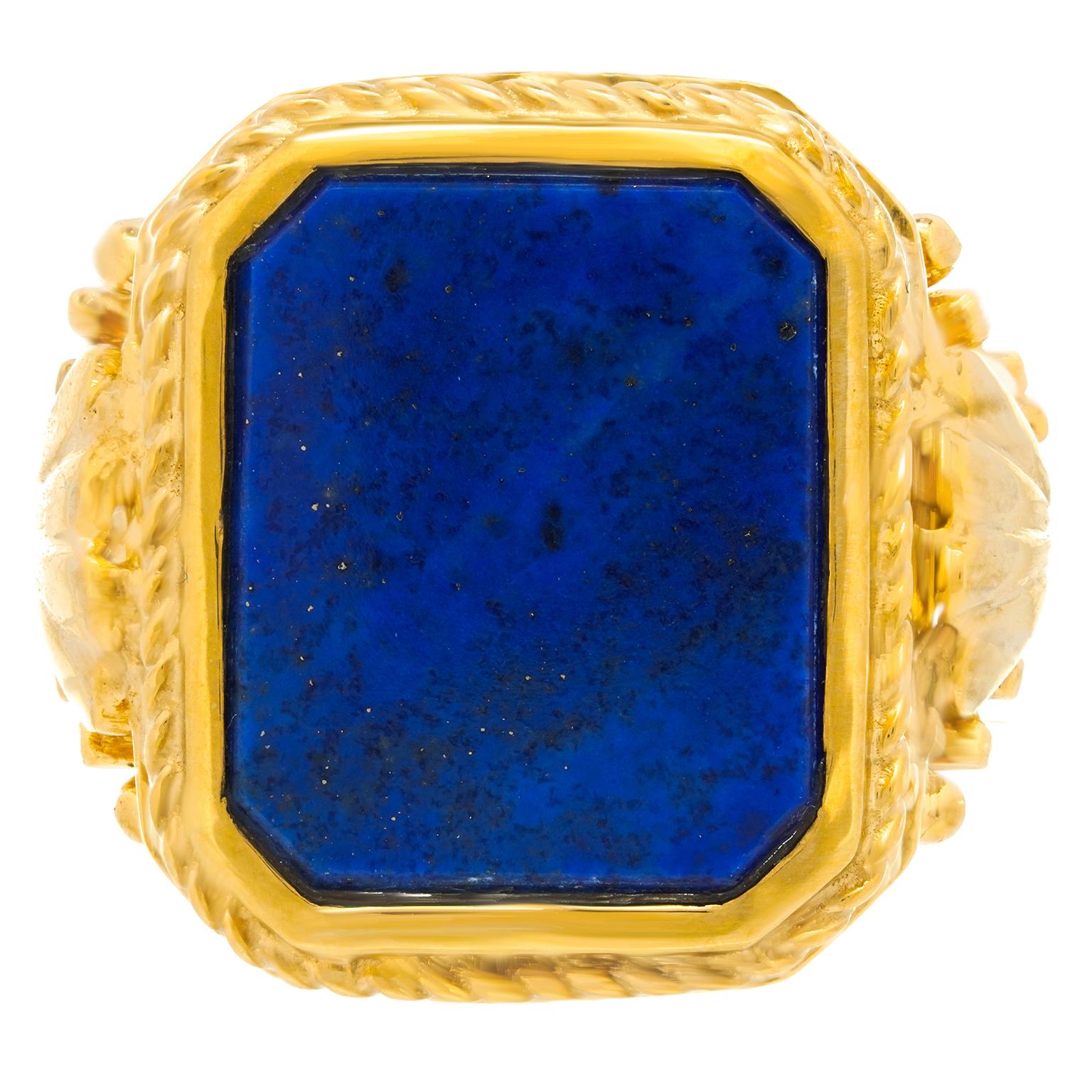 Art Deco Lapis Lazuli Siegelring (Art déco) im Angebot