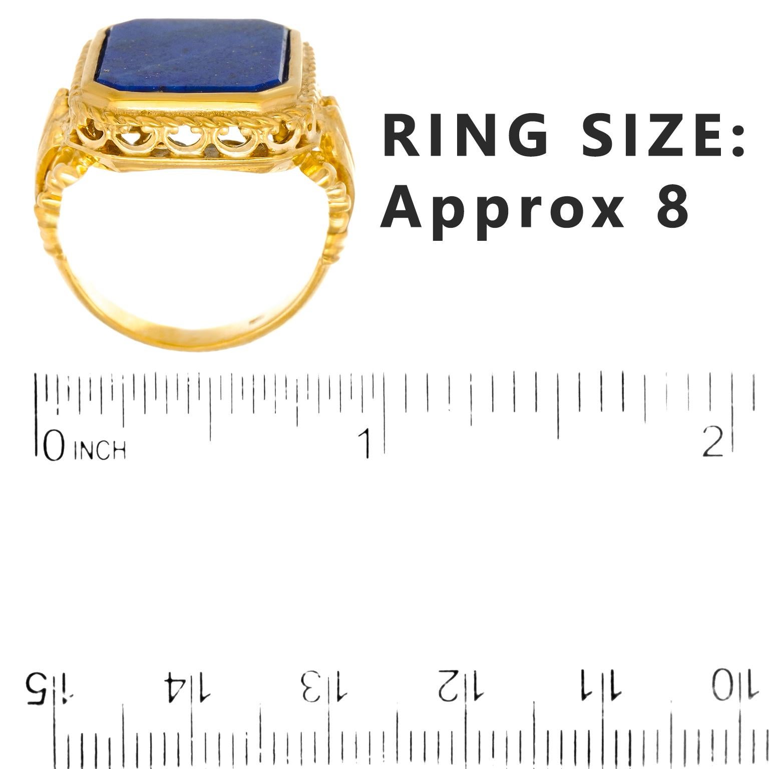 Art Deco Lapis Signet Ring For Sale 1