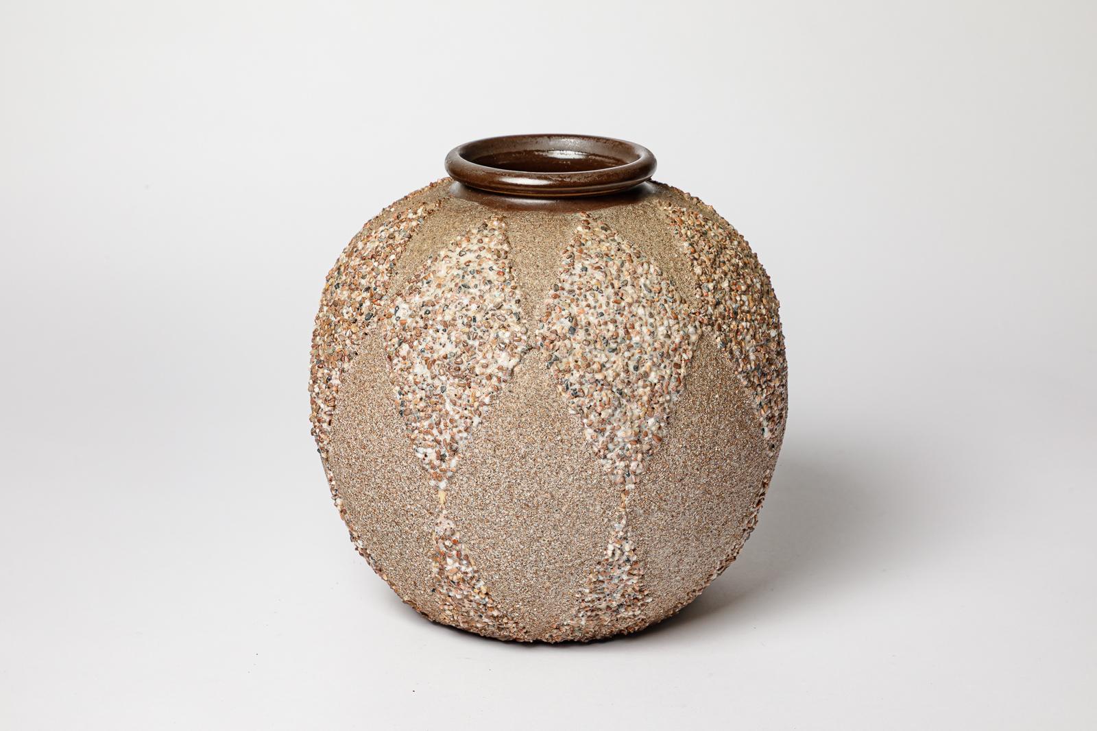 Français Art déco grand vase en céramique design du 20ème siècle par Louis Dage 1940 26 cm en vente