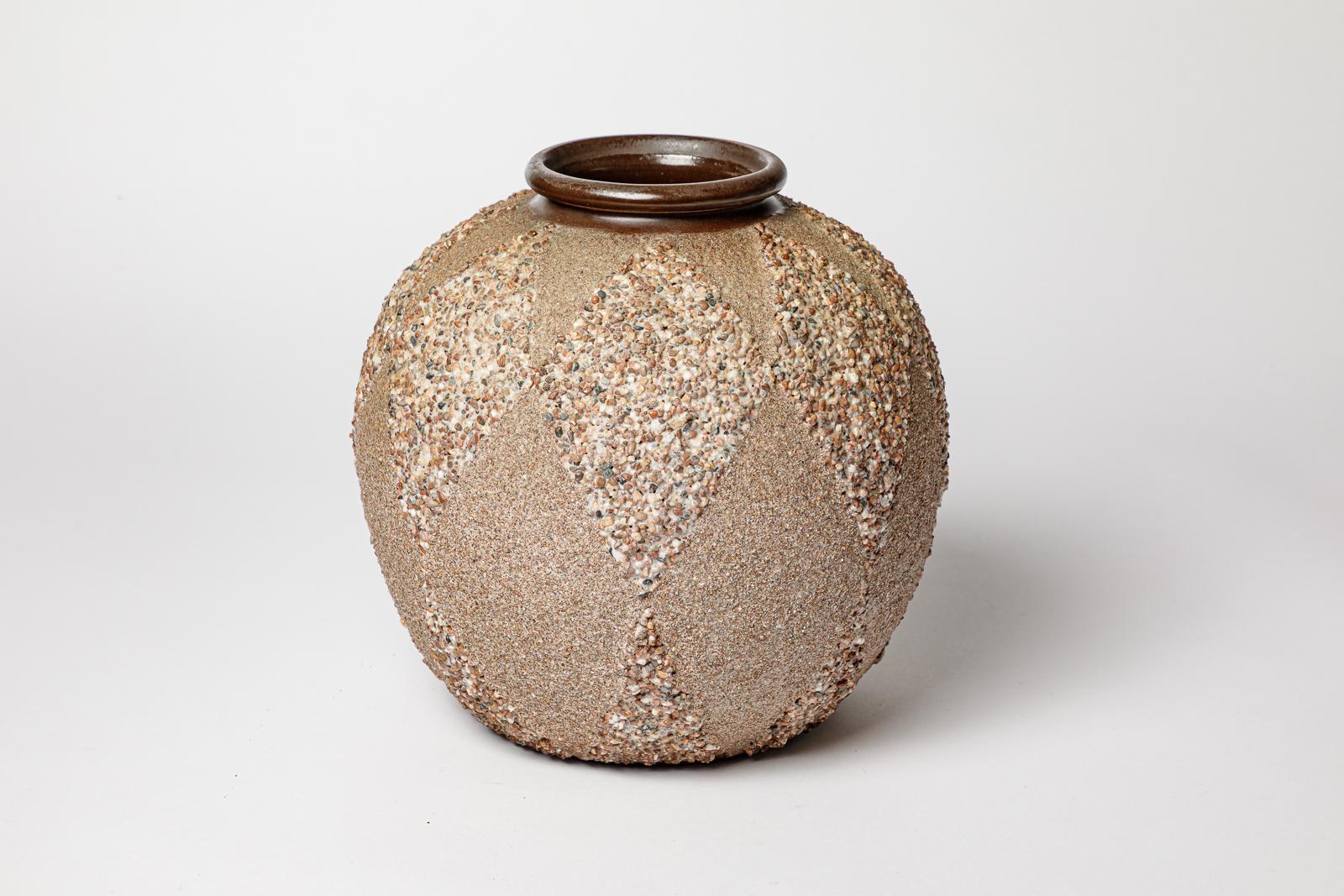 Art déco grand vase en céramique design du 20ème siècle par Louis Dage 1940 26 cm Excellent état - En vente à Neuilly-en- sancerre, FR