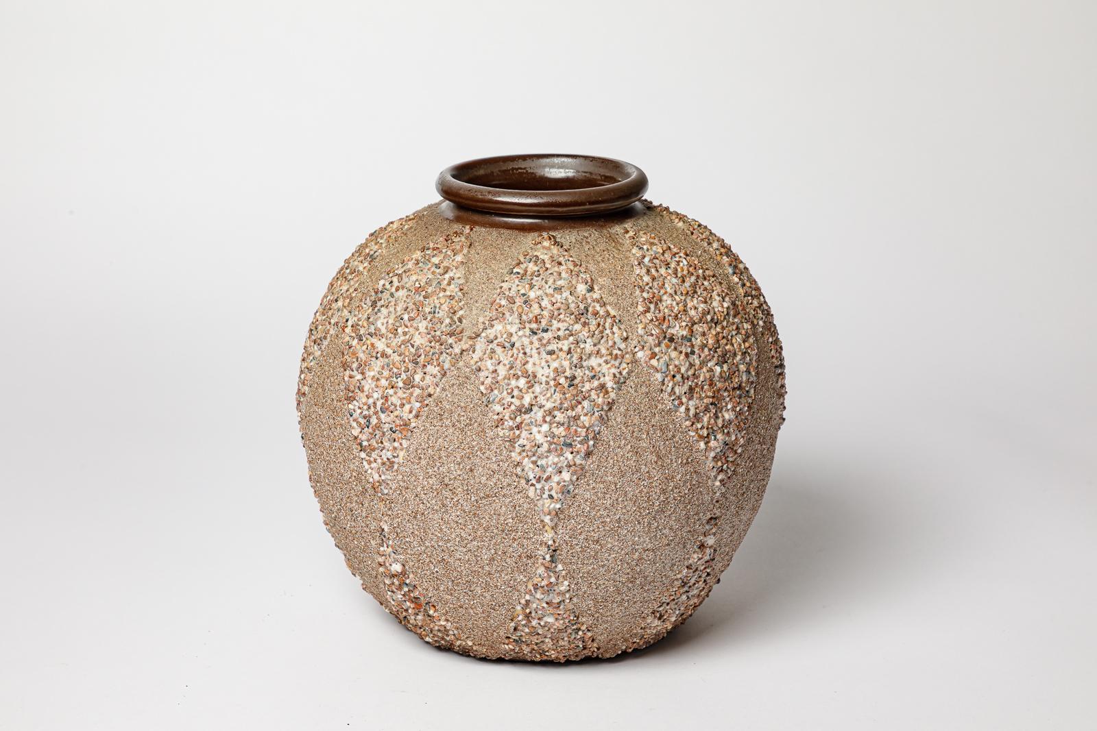 20ième siècle Art déco grand vase en céramique design du 20ème siècle par Louis Dage 1940 26 cm en vente