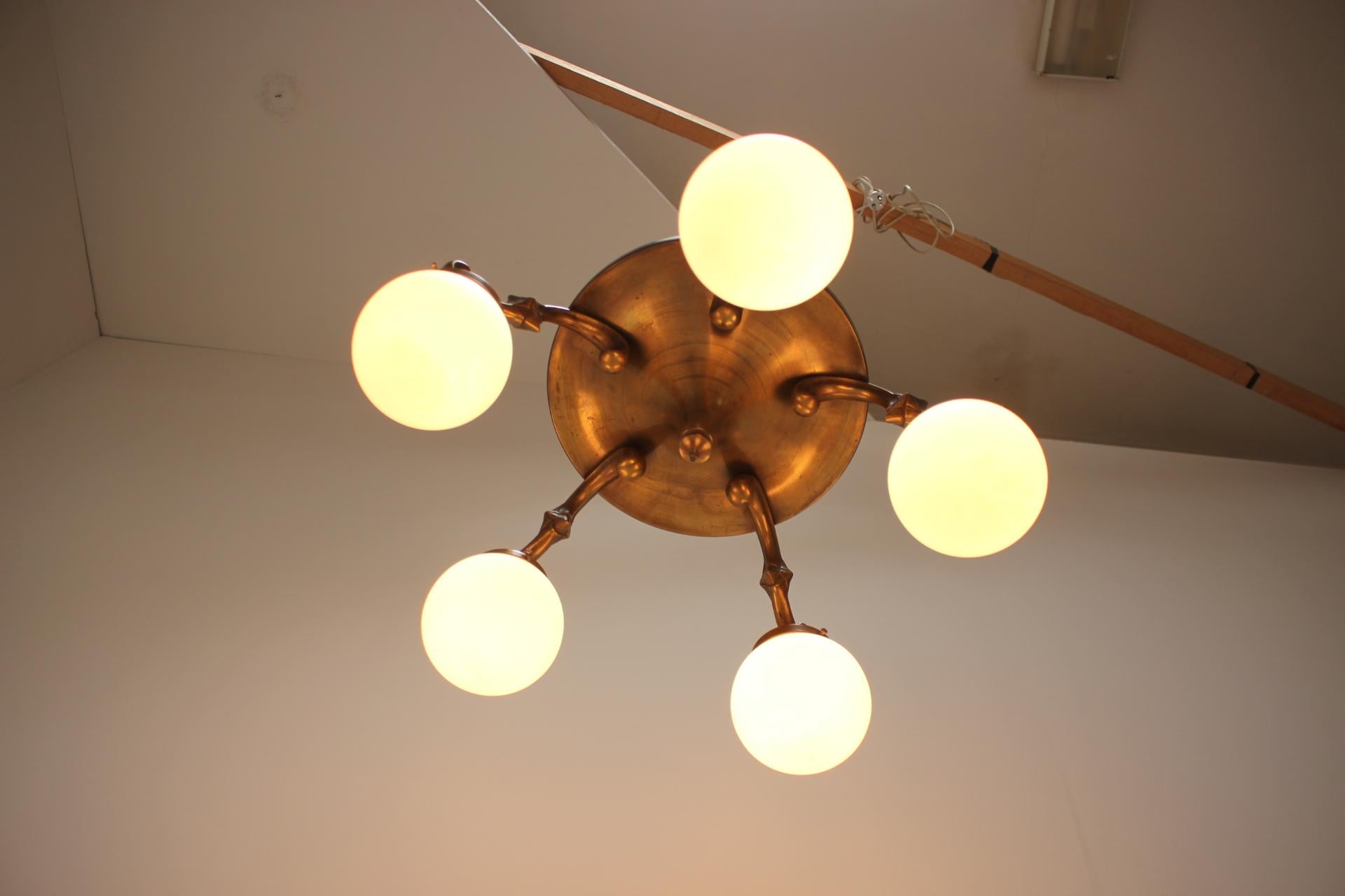 Art Deco Large 5-Flamming Chandelier, 1930s For Sale 7