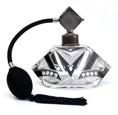 Art Deco Large Atomizer Ladies Perfume Glass Bottle By Karl Palda, c 1930's