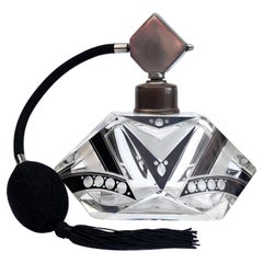Art Deco Large Atomizer Ladies Perfume Glass Bottle By Karl Palda, c 1930's