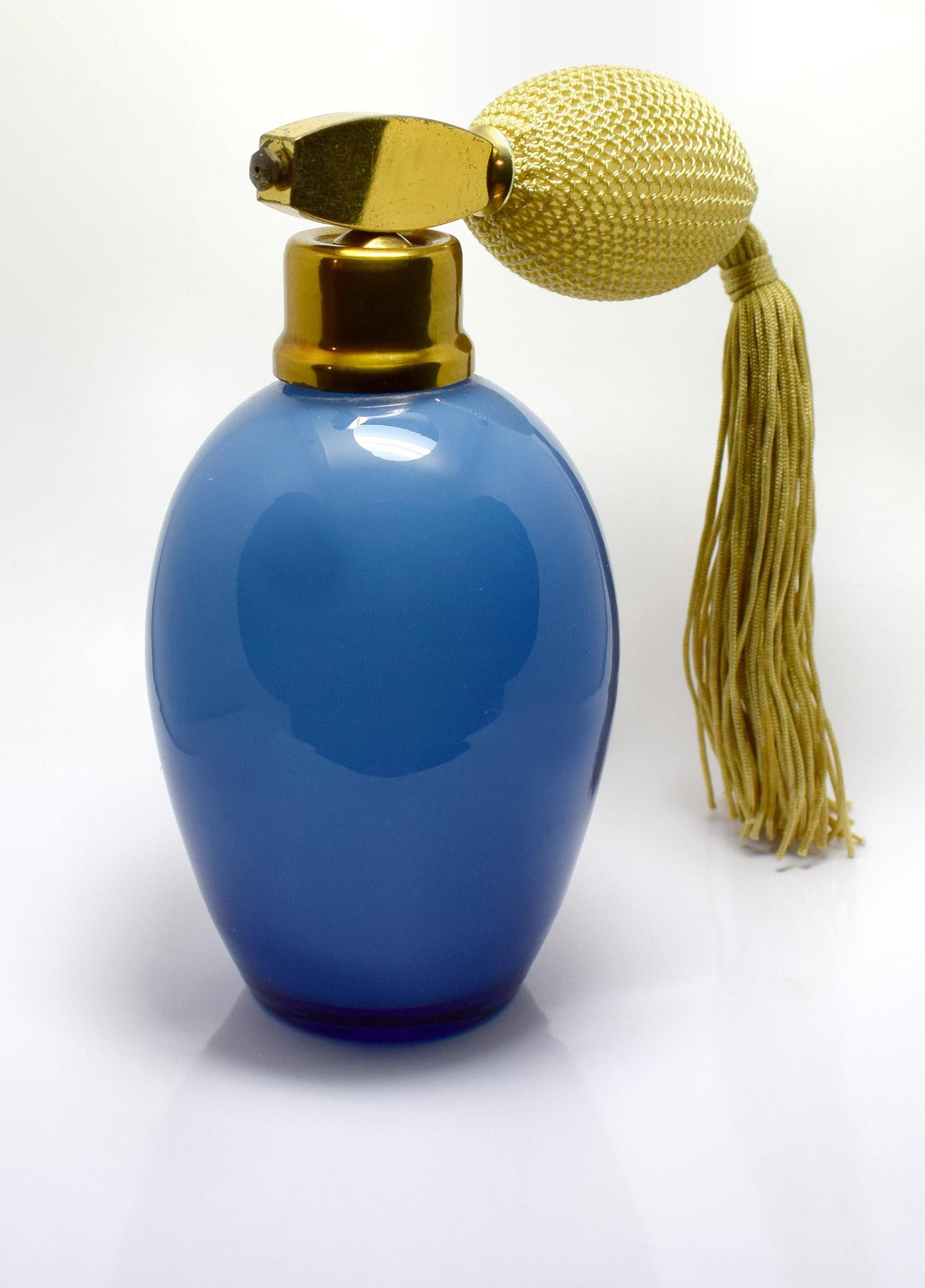Art Deco Large Blue Glass Perfume Atomiser 1