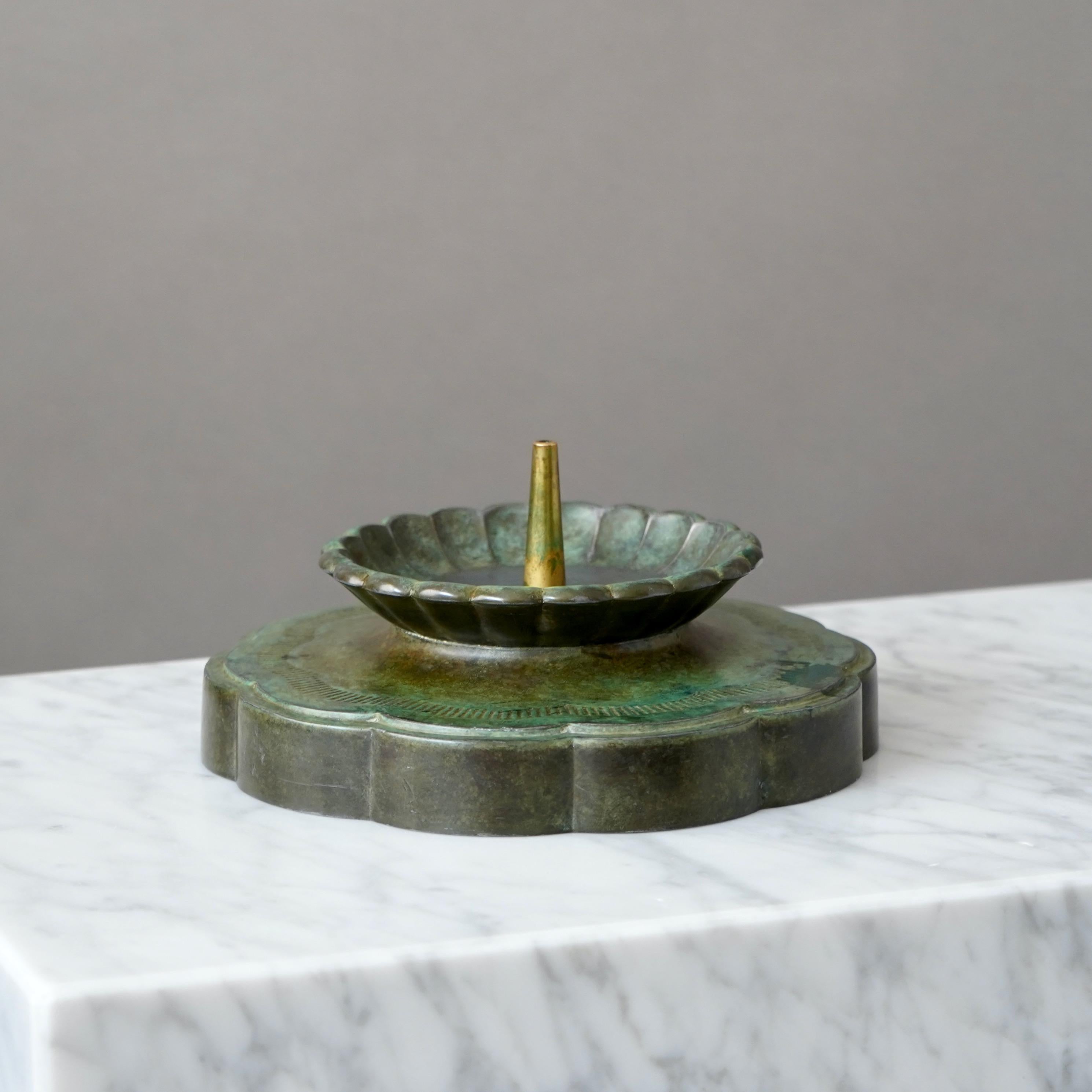 Metal Art Deco Large Candle Holder by Just Andersen, Denmark, 1930s For Sale