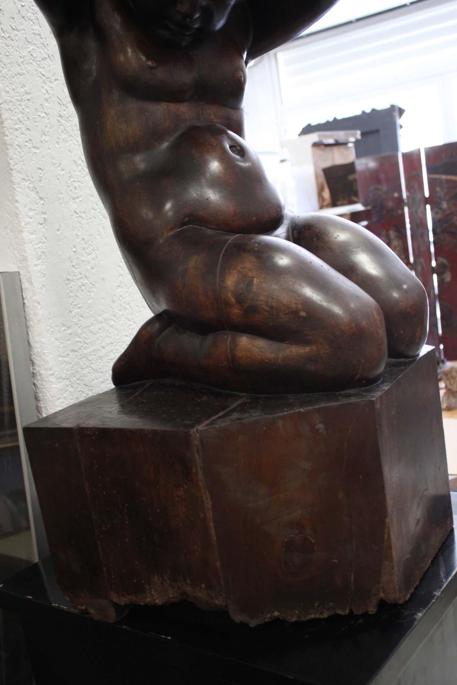 Art Deco Large Carved Wood Sculpture For Sale 7