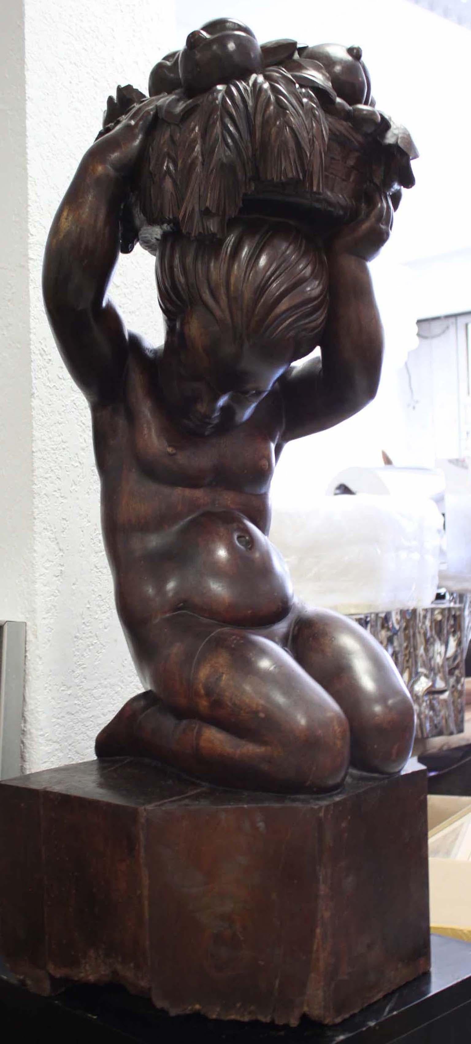 20th Century Art Deco Large Carved Wood Sculpture For Sale
