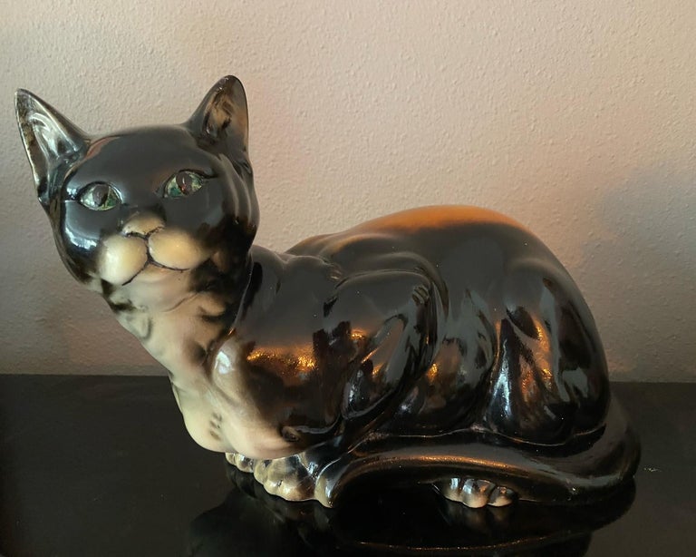 Art Deco Large Cat Sculpture For Sale at 1stDibs