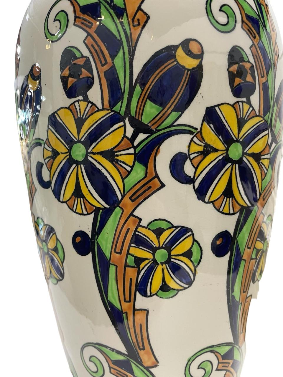 ART DECO LARGE Charles Catteau for Boch Keramis Vase circa 1927 For Sale 2