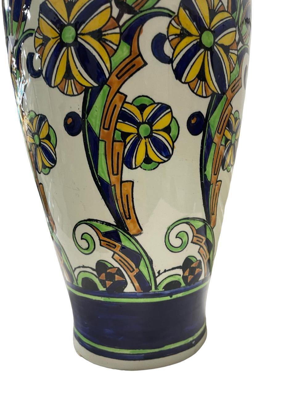 ART DECO LARGE Charles Catteau for Boch Keramis Vase circa 1927 For Sale 3