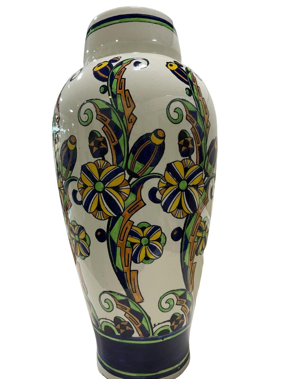 ART DECO LARGE Charles Catteau für Boch Keramis Vase um 1927 im Angebot 4