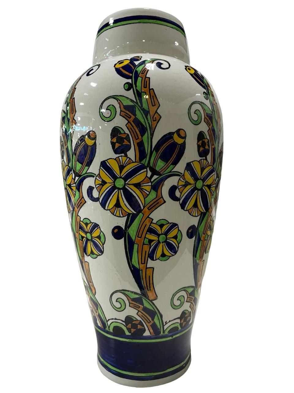 ART DECO LARGE Charles Catteau for Boch Keramis Vase circa 1927 For Sale 9
