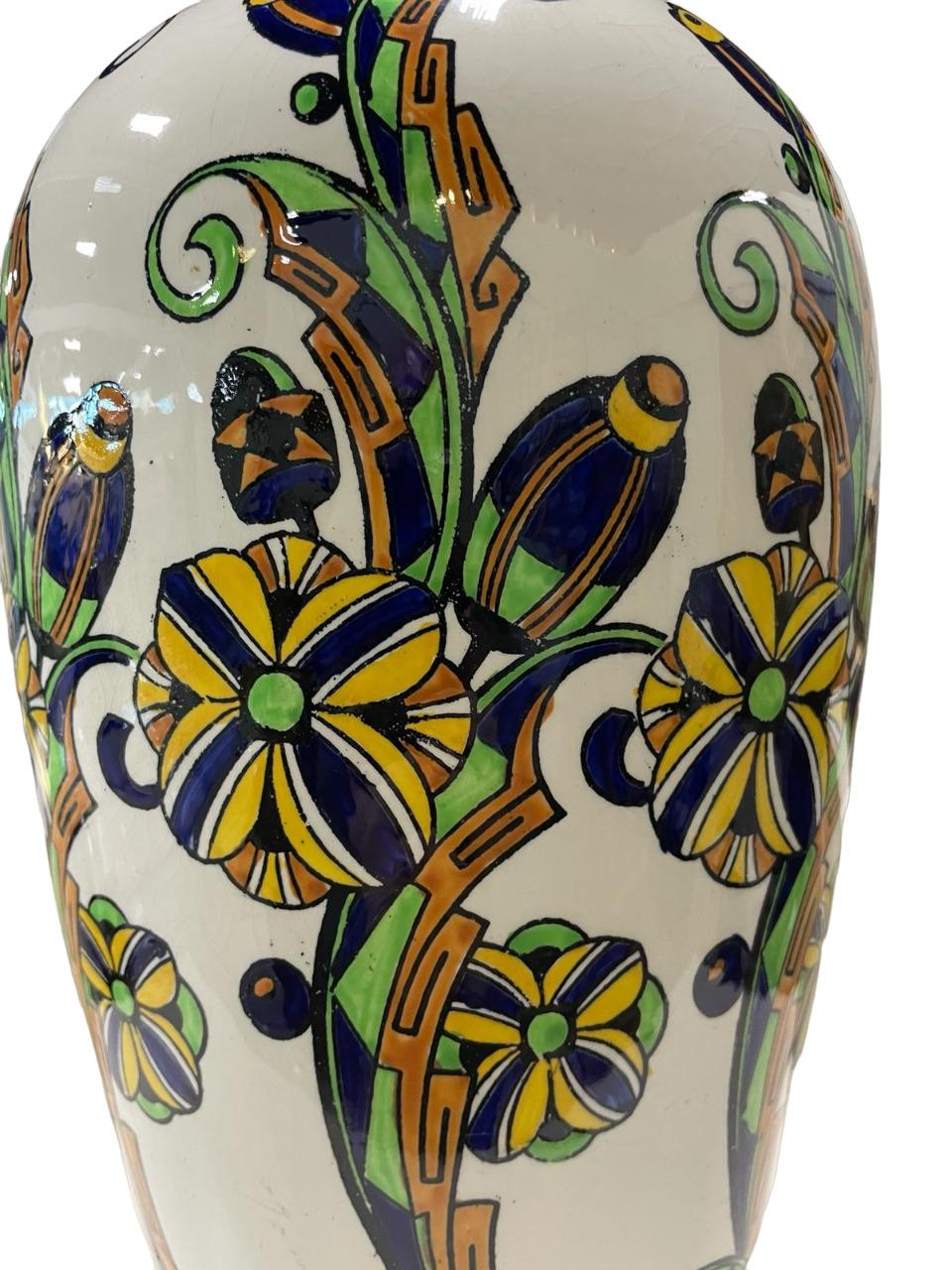 Belgian ART DECO LARGE Charles Catteau for Boch Keramis Vase circa 1927 For Sale