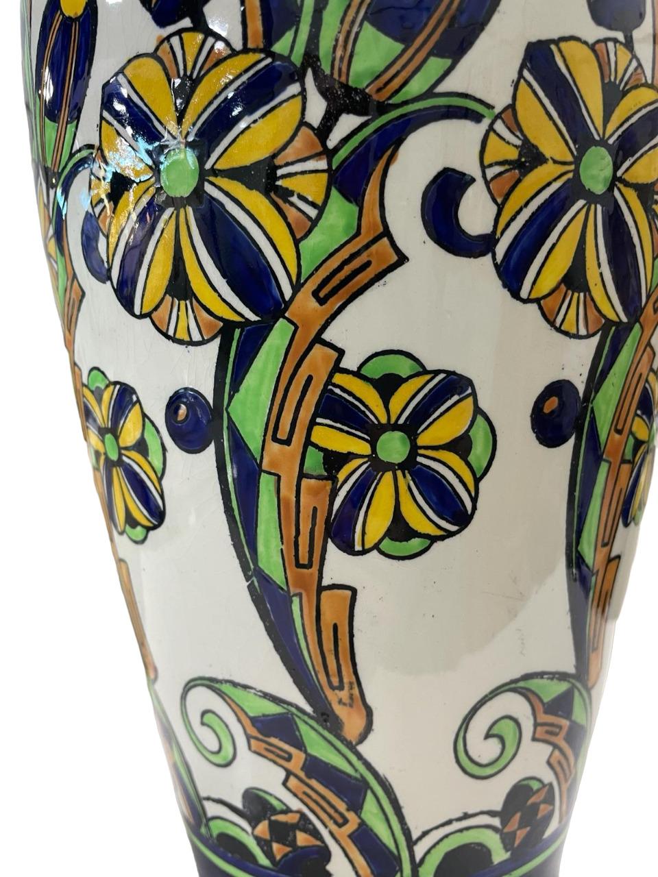 ART DECO LARGE Charles Catteau for Boch Keramis Vase circa 1927 In Good Condition For Sale In Richmond Hill, ON