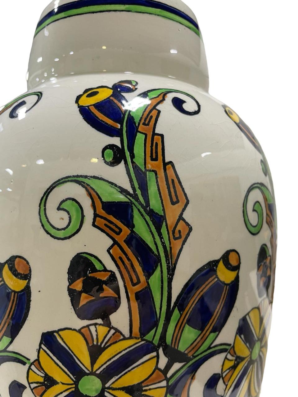 ART DECO LARGE Charles Catteau für Boch Keramis Vase um 1927 im Angebot 1