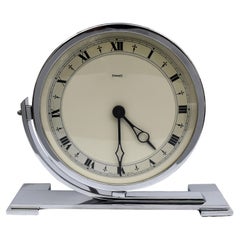 Art Deco Large Chrome Mantle Clock by Ferranti, England, c1930
