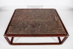 Art Deco Large Coffee Table with Old Fossil Stone Top, France