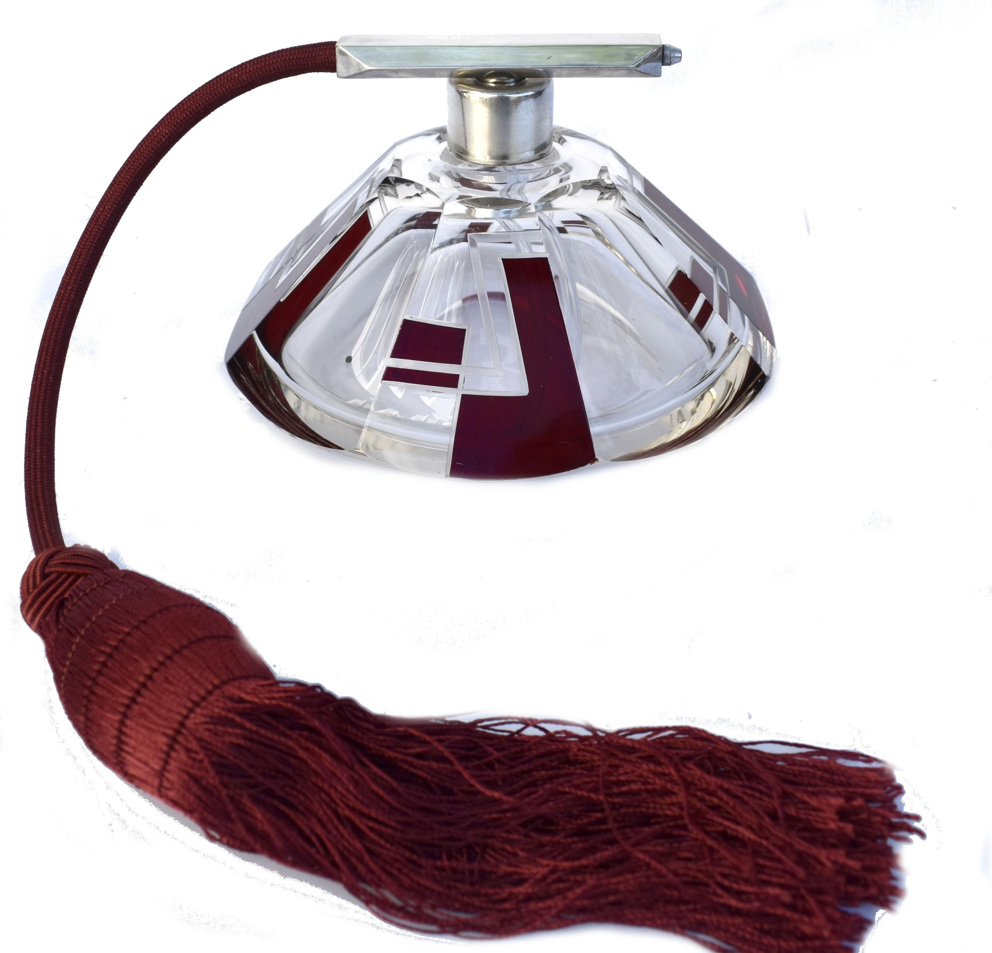 Art Deco Large Crystal Glass Perfume Atomizer, c1930 at 1stDibs