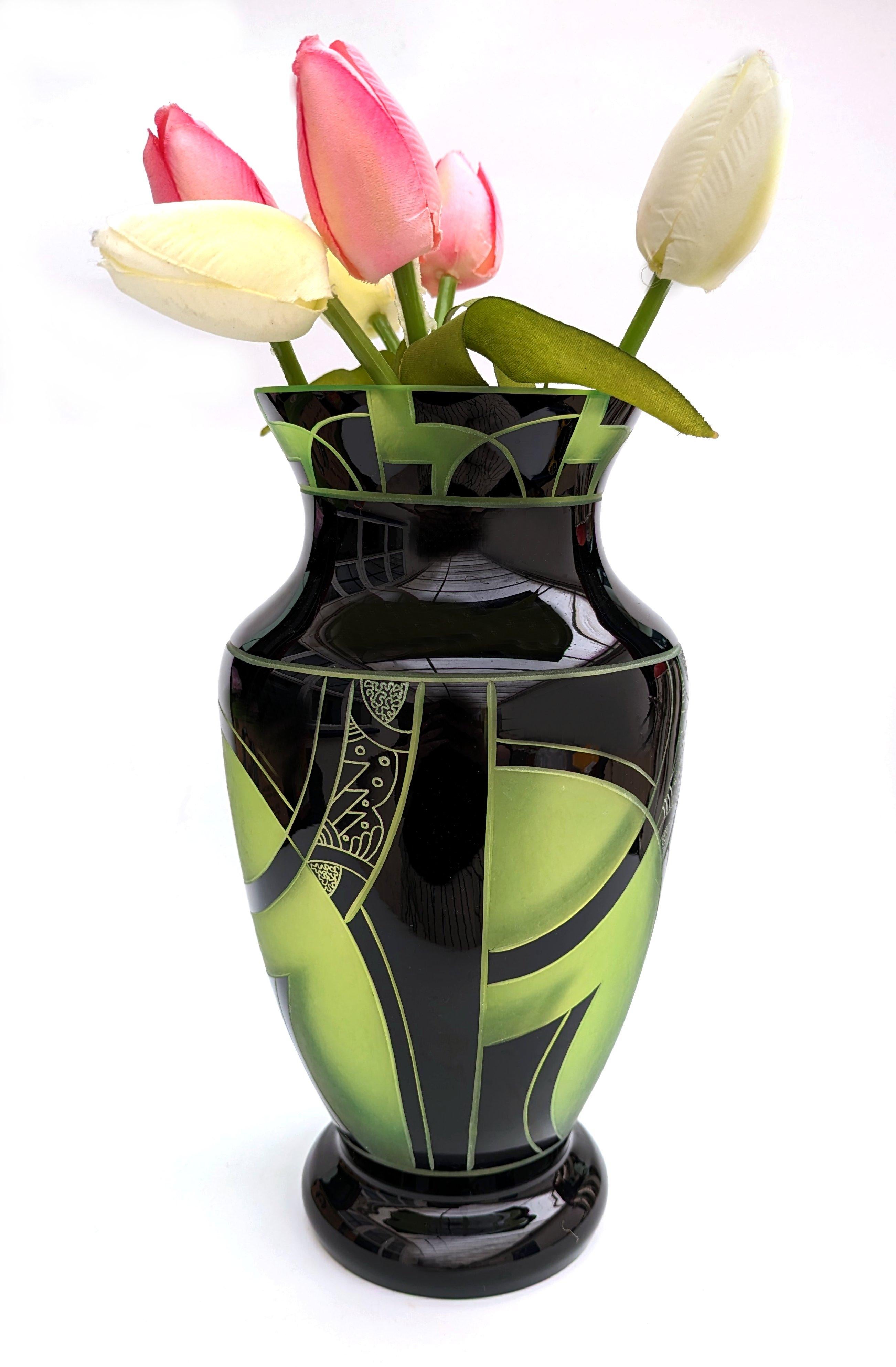 Grand vase en verre tchèque Art déco par Karl Palda, vers 1930 en vente 2