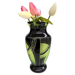 Gran jarrón de cristal checo Art Déco de Karl Palda, c1930