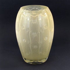Art Deco Large Daum Nancy Etched Glass Vase, France, 1930s