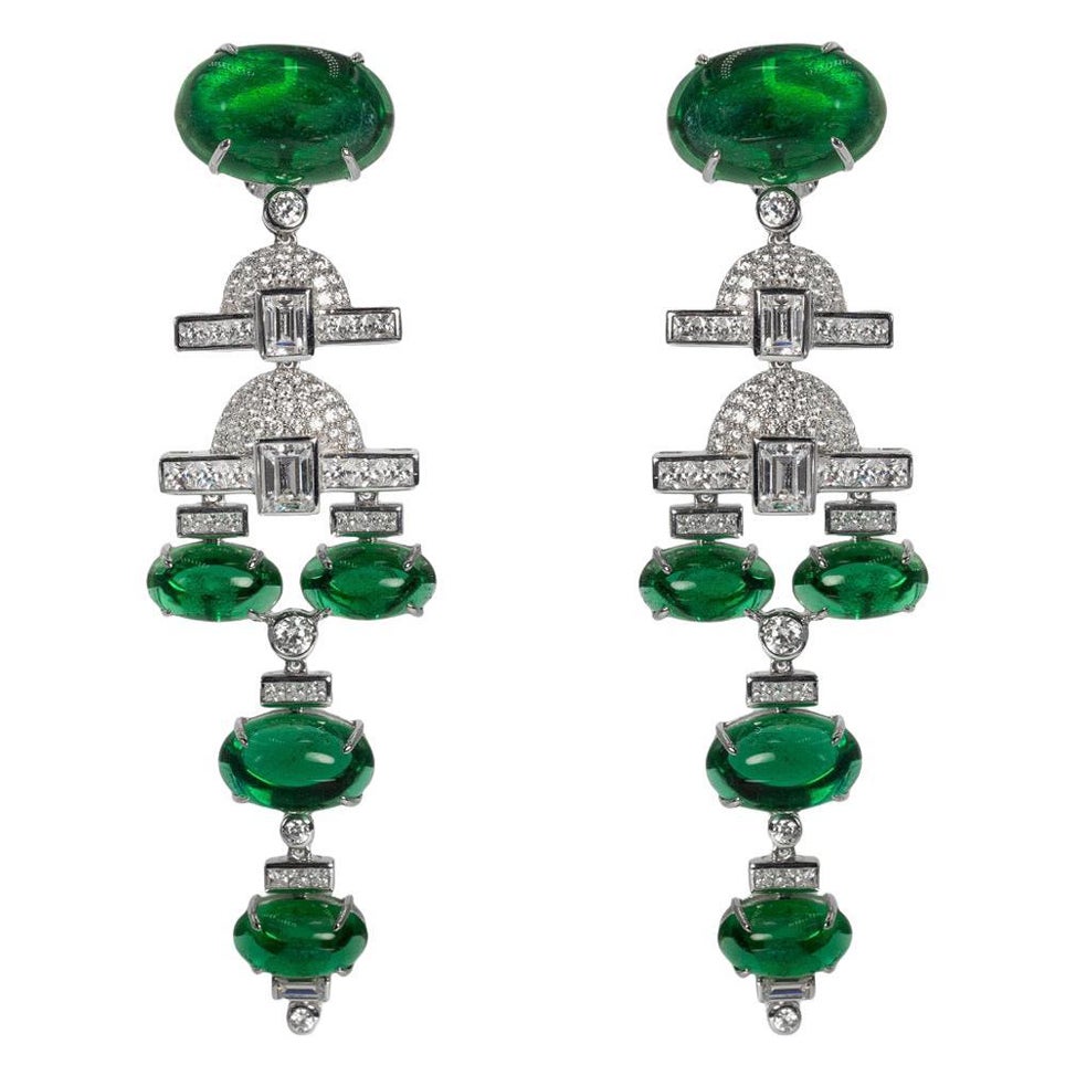 Art Deco Large Diamond Tutti Chandelier Earrings Red Carpet by Clive Kandel