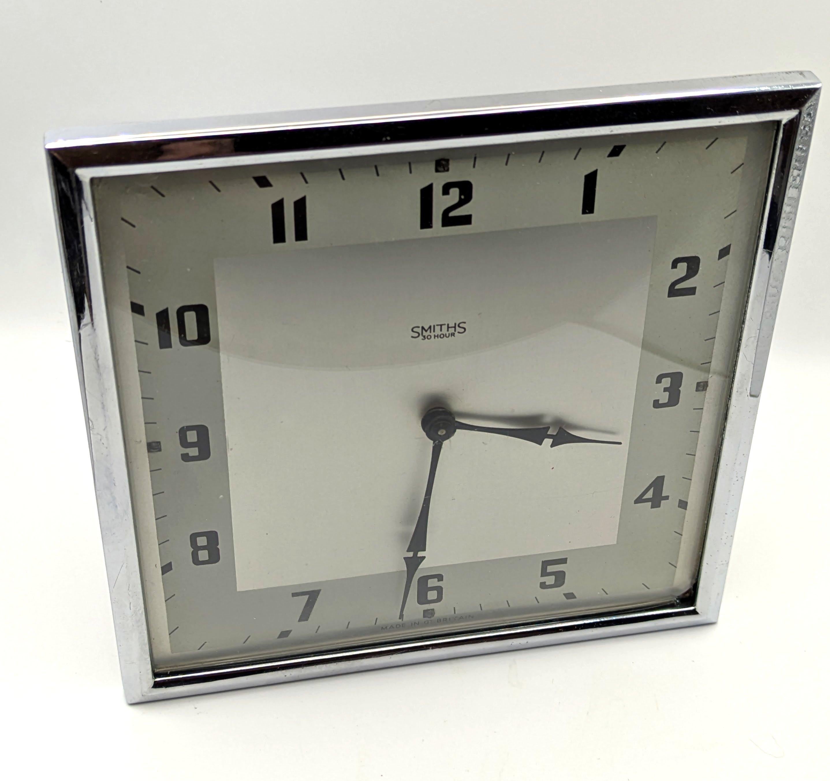 Art Deco Large Easel Clock by Smiths Clockmakers, England For Sale 5