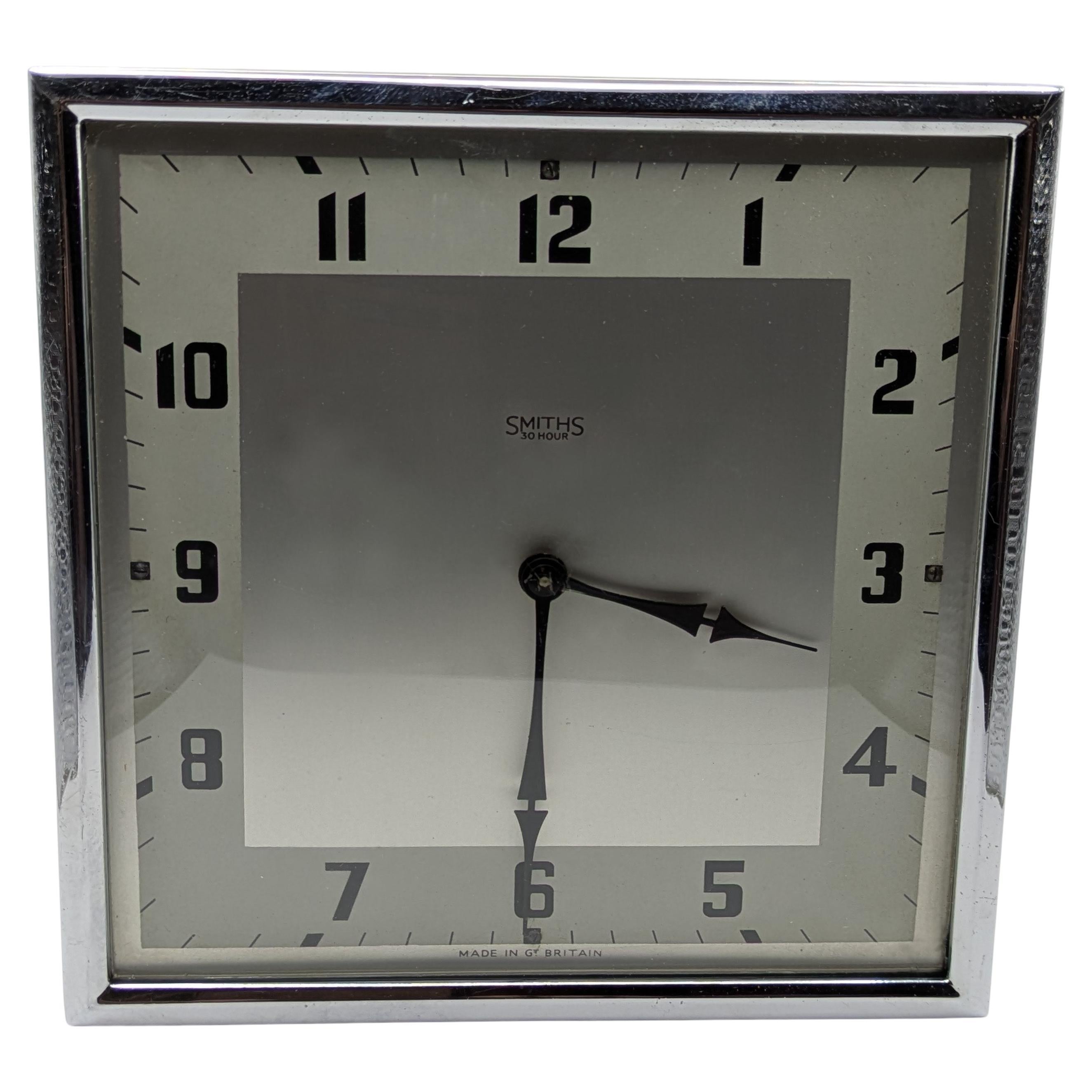 This is a stunning quality made Art Deco chrome clock by the English clockmakers Smiths - it has a 30 hour movement and is in excellent working order having been fully serviced by a qualified horologist- it is a non chiming clock. Fabulous design