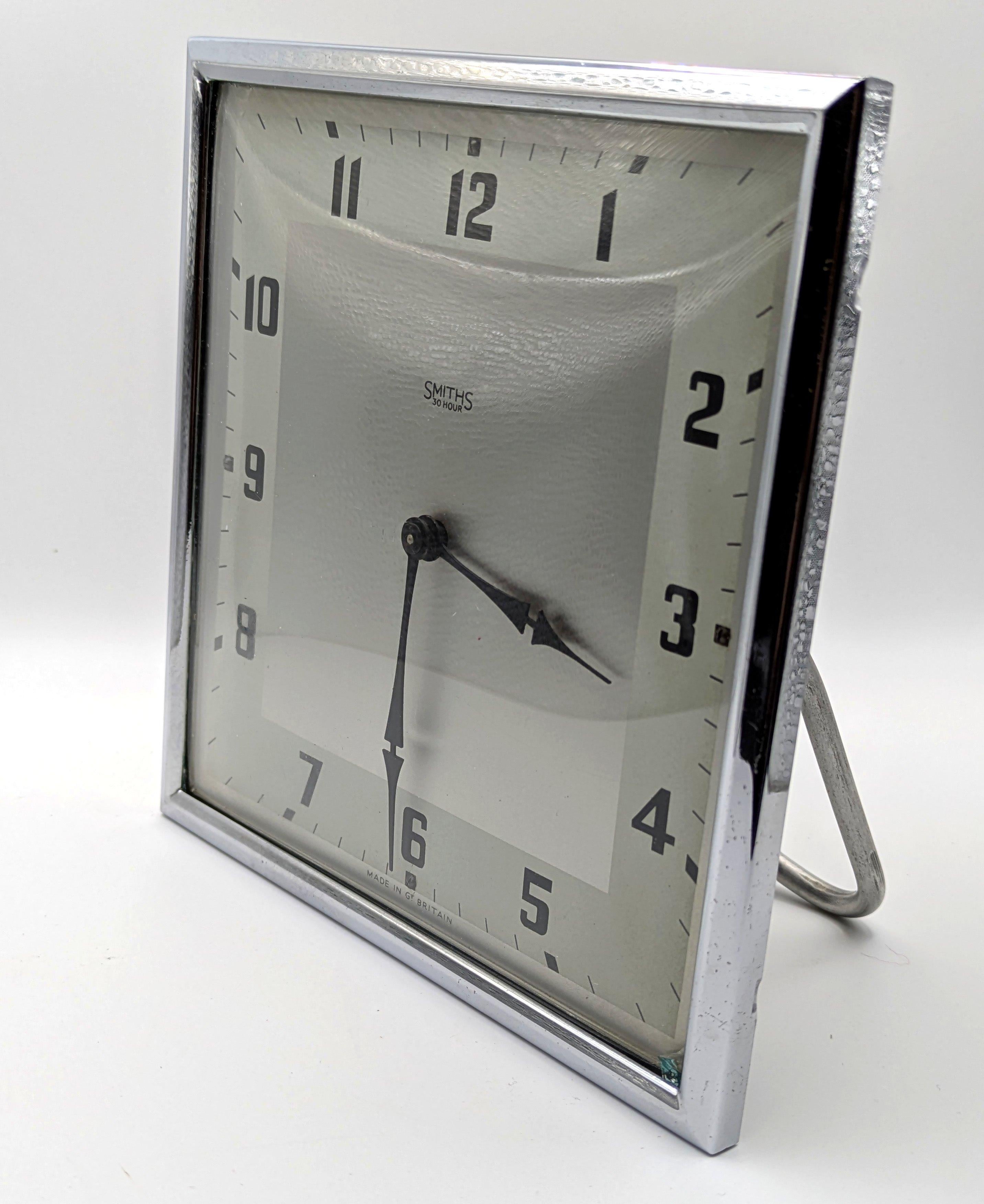 English Art Deco Large Easel Clock by Smiths Clockmakers, England For Sale