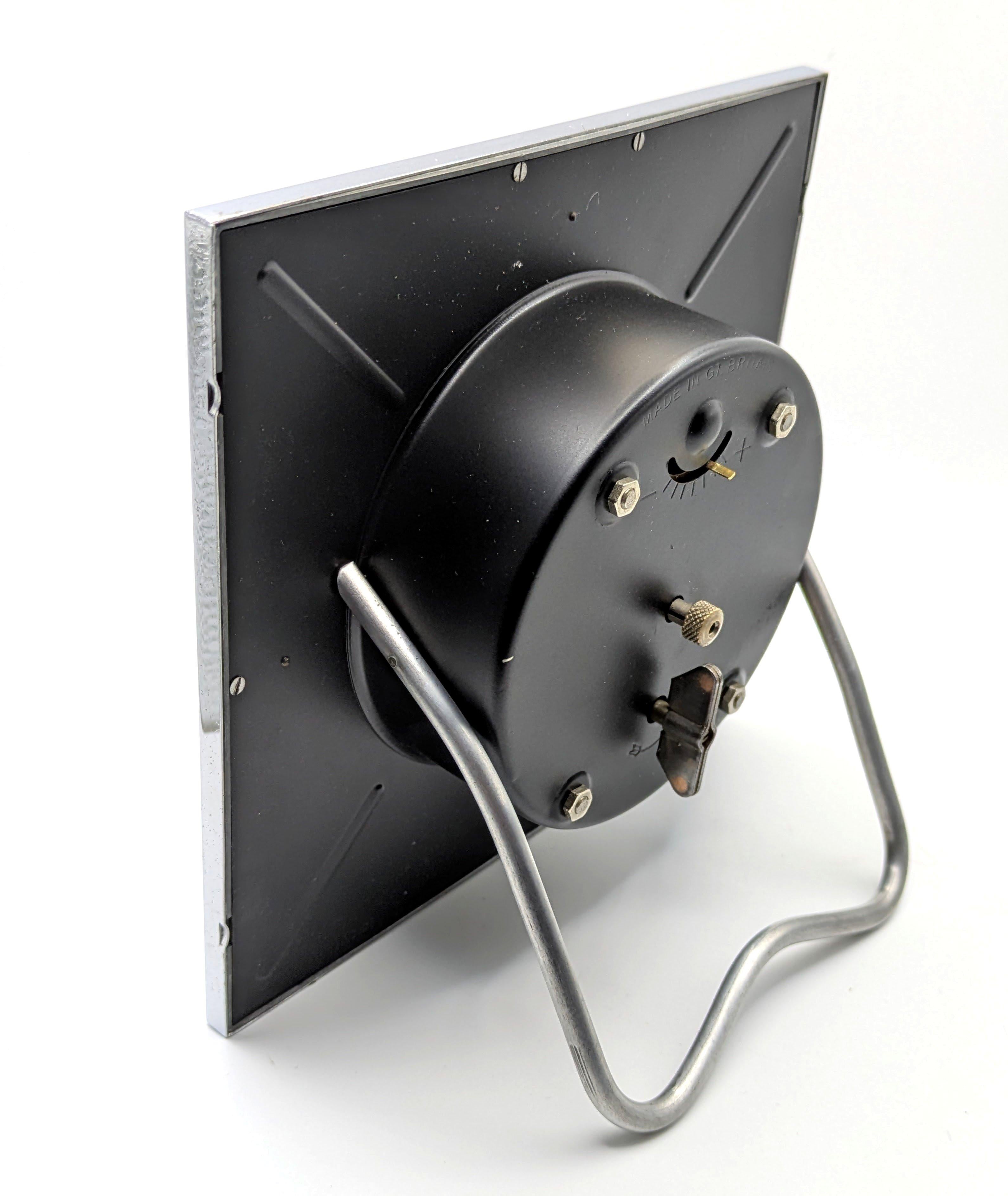 Aluminum Art Deco Large Easel Clock by Smiths Clockmakers, England For Sale