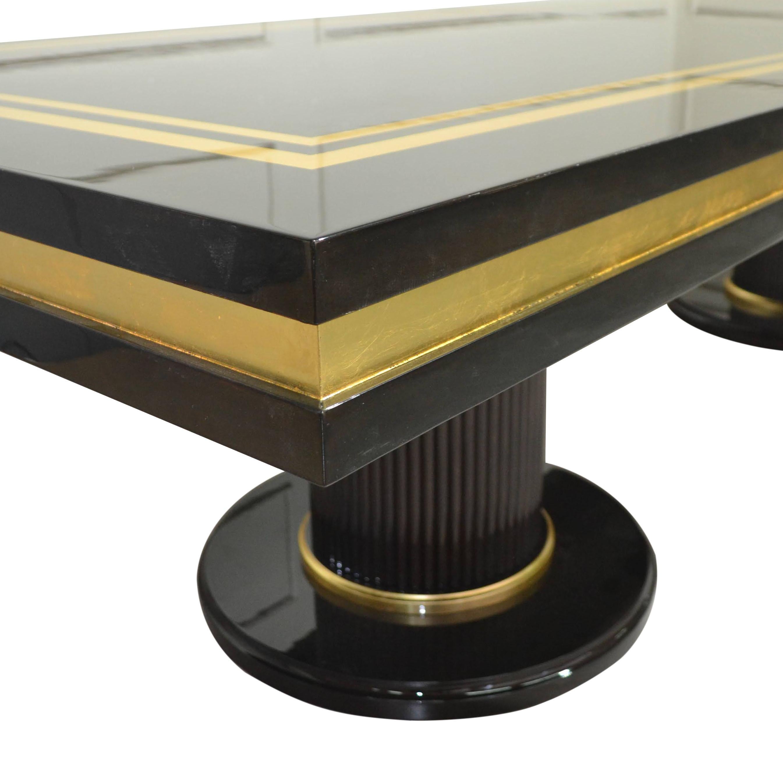 Italian Art Deco Large Extendable Table, Lacquer, Italy For Sale