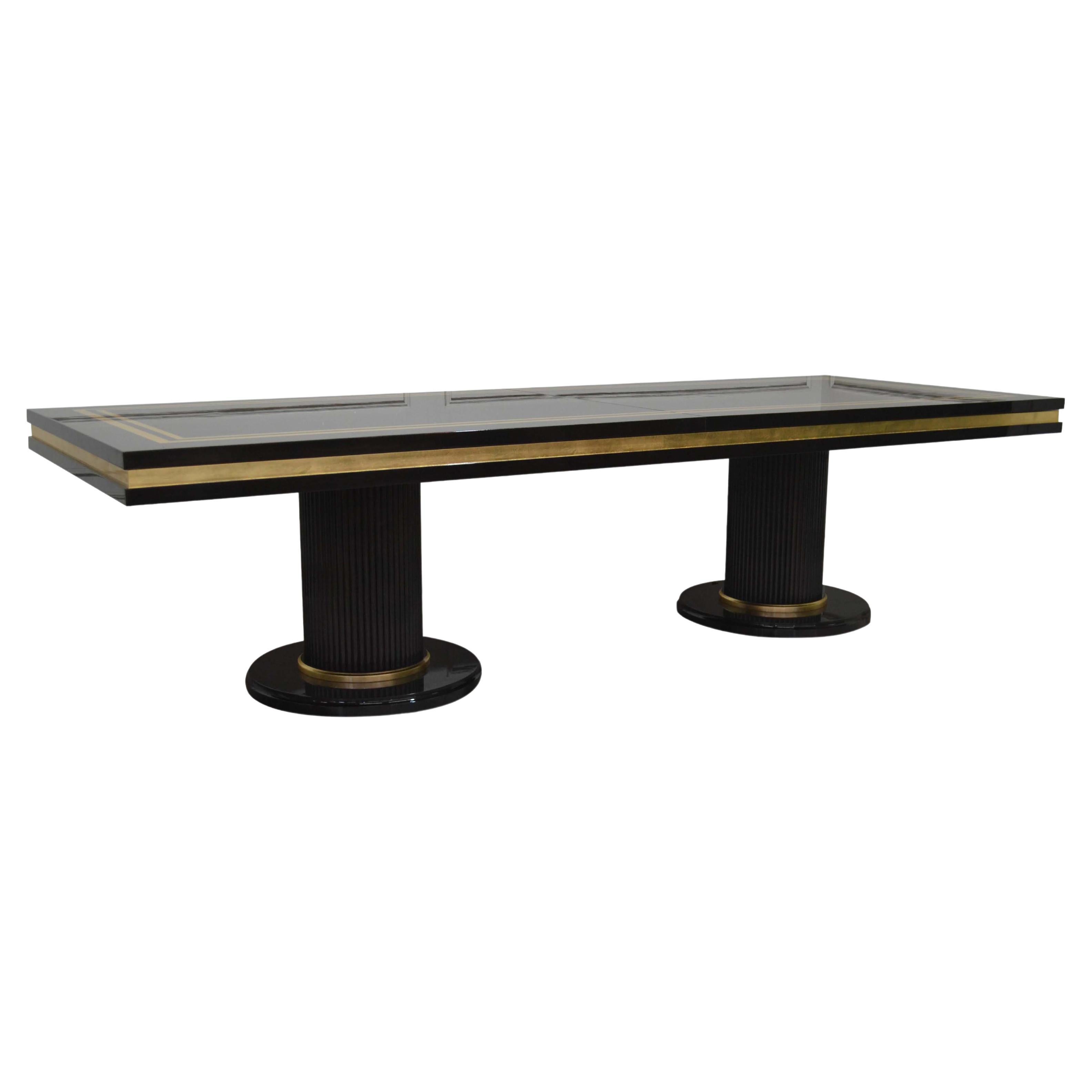 Art Deco Large Extendable Table, Lacquer, Italy