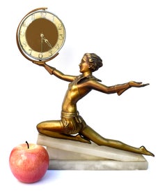 Große figurale Art-Déco-Uhr von Lorenzl, um 1930
