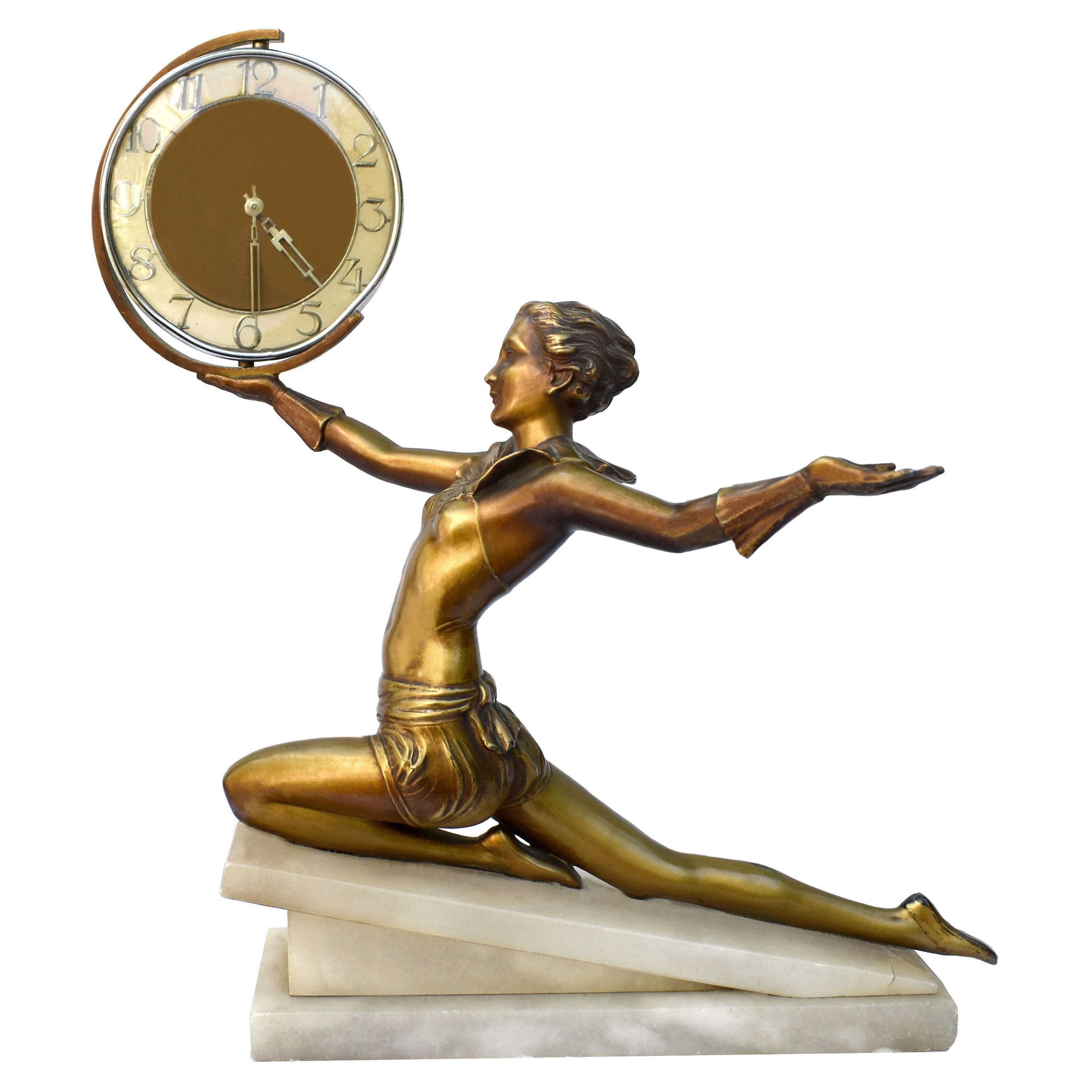 Art Deco Large Figural Clock by Lorenzl, c1930