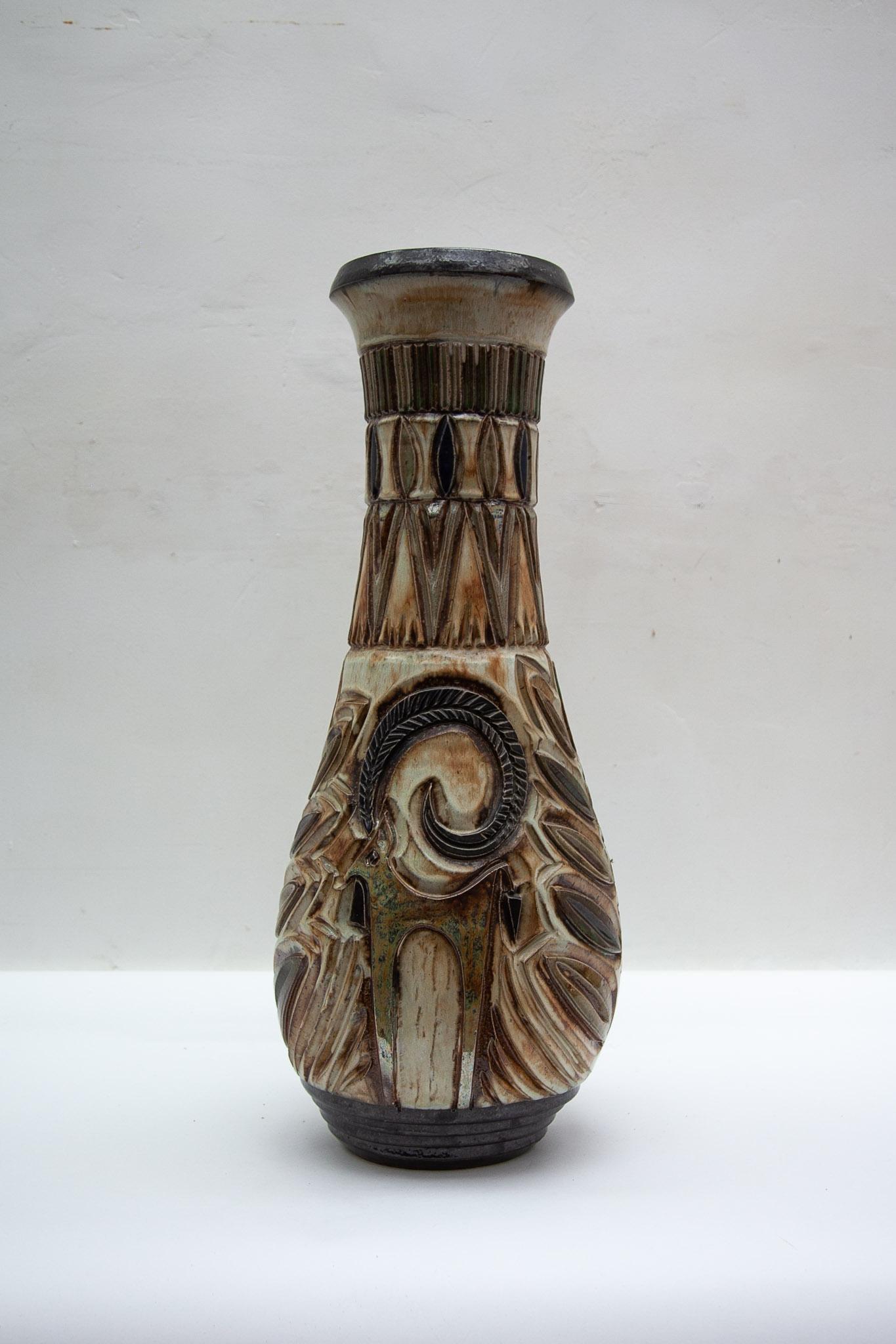 Stoneware Art Deco Large Floor Vase Designed by Roger Guerin, 1930, Belgium