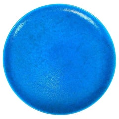 Große französische Aquablaue Art-déco-Platte im Art déco-Stil von Edmond Lachenal