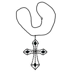 Grand pendentif croix en jais français Art Déco et chaîne en perles de verre noire