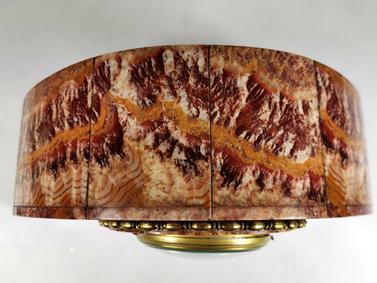 Art Deco Large French Marble Clock in Red Onyx Marble and Portoro In Good Condition For Sale In Prato, Tuscany
