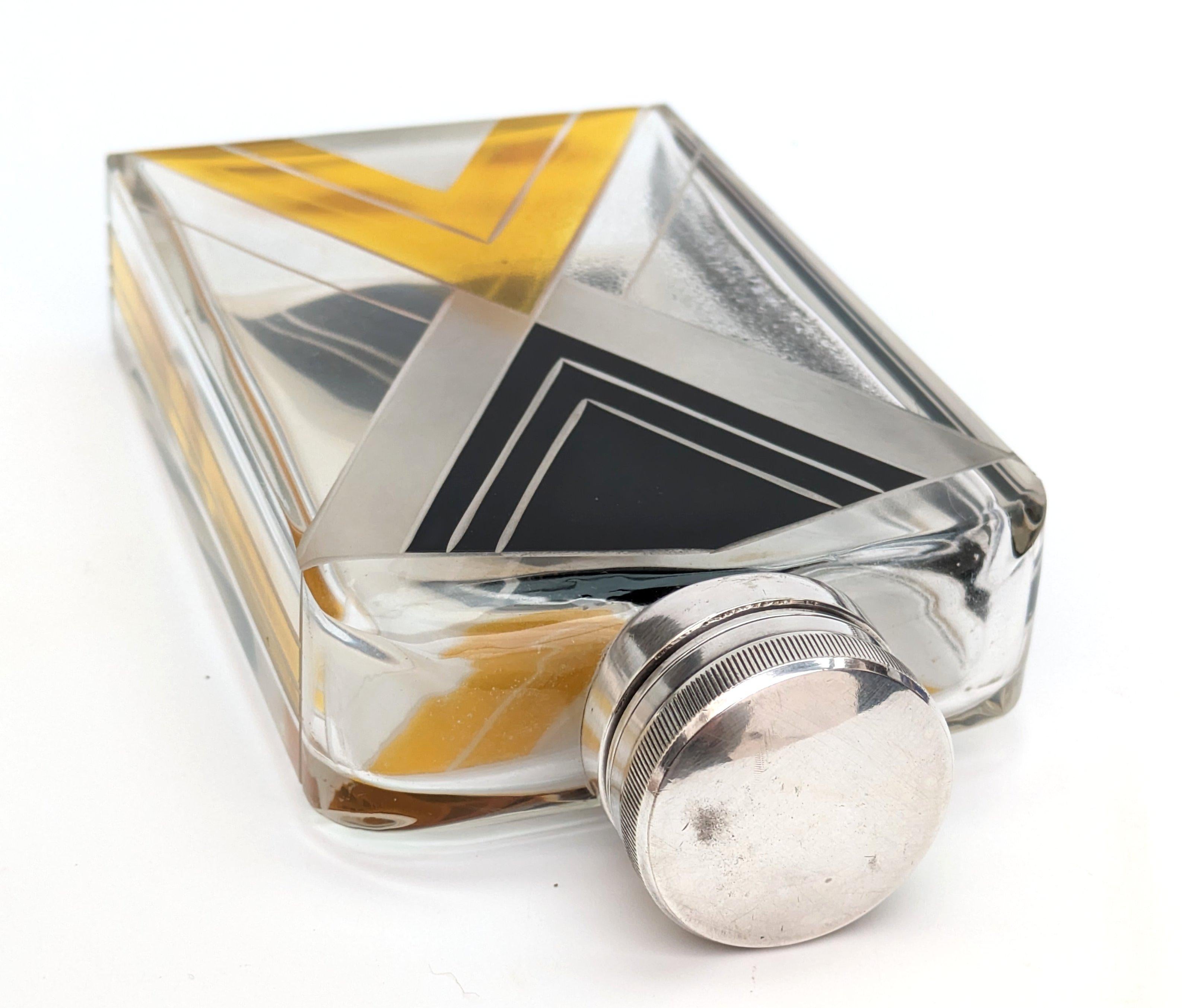 Bottiglia di Colonia Art Deco in vetro e argento, circa 1930 in vendita 3