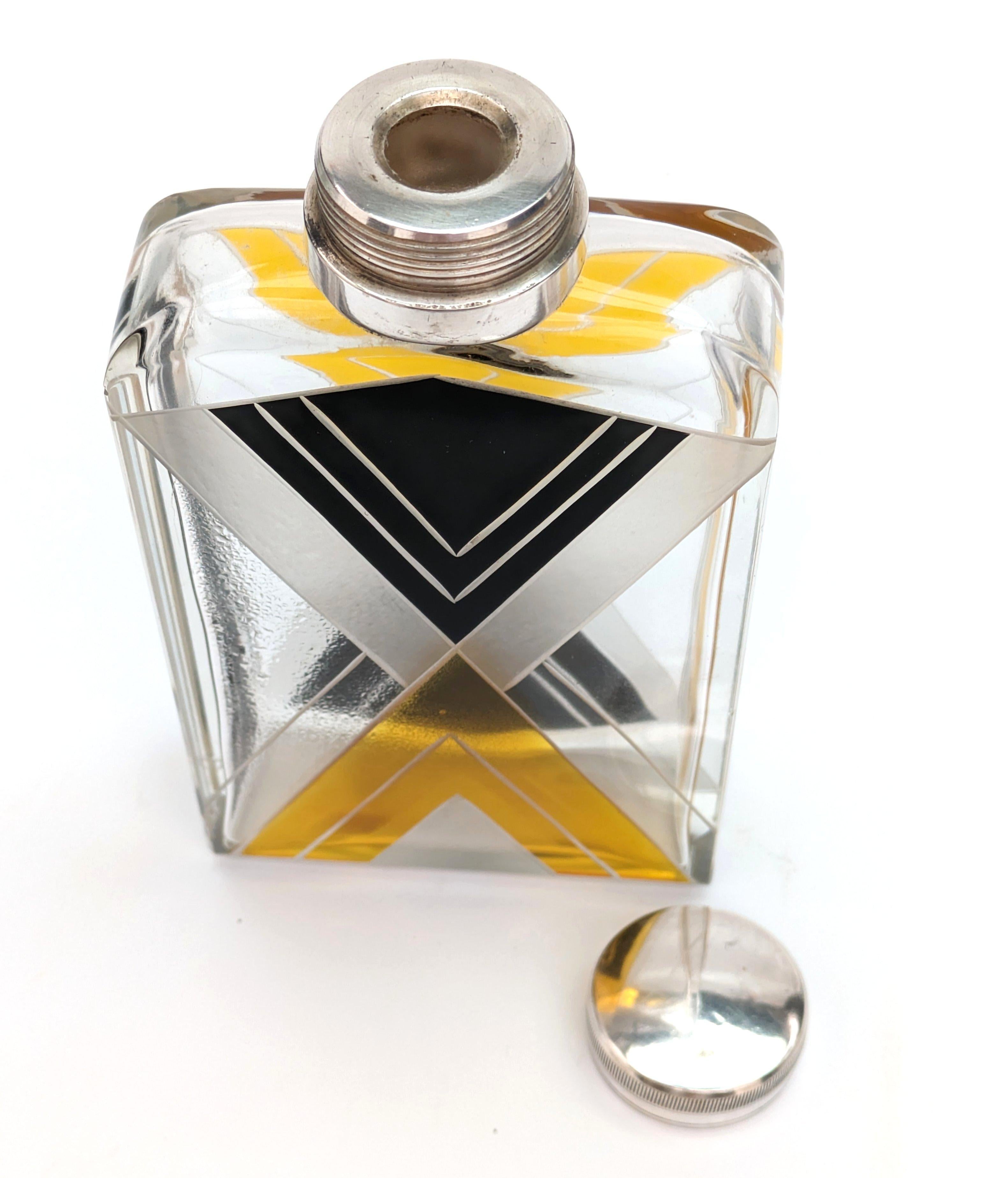 Bottiglia di Colonia Art Deco in vetro e argento, circa 1930 in vendita 5