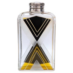 Art Deco Large Gents Glass and Silver Cologne Bottle, circa 1930