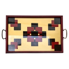 Vassoio da cocktail geometrico di grandi dimensioni in stile Art Déco, Francia, 1930 circa